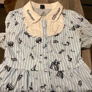 Blue And White Striped ALICE IN WONDERLAND DRESS